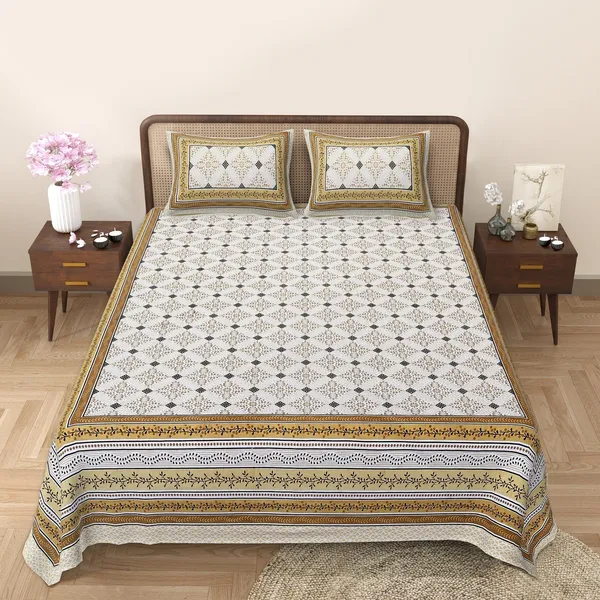 Yellow_Cotton_Regal_Harmony_Double_Bedsheet_With_Pillow_Cover_90_X_108_Cmcm